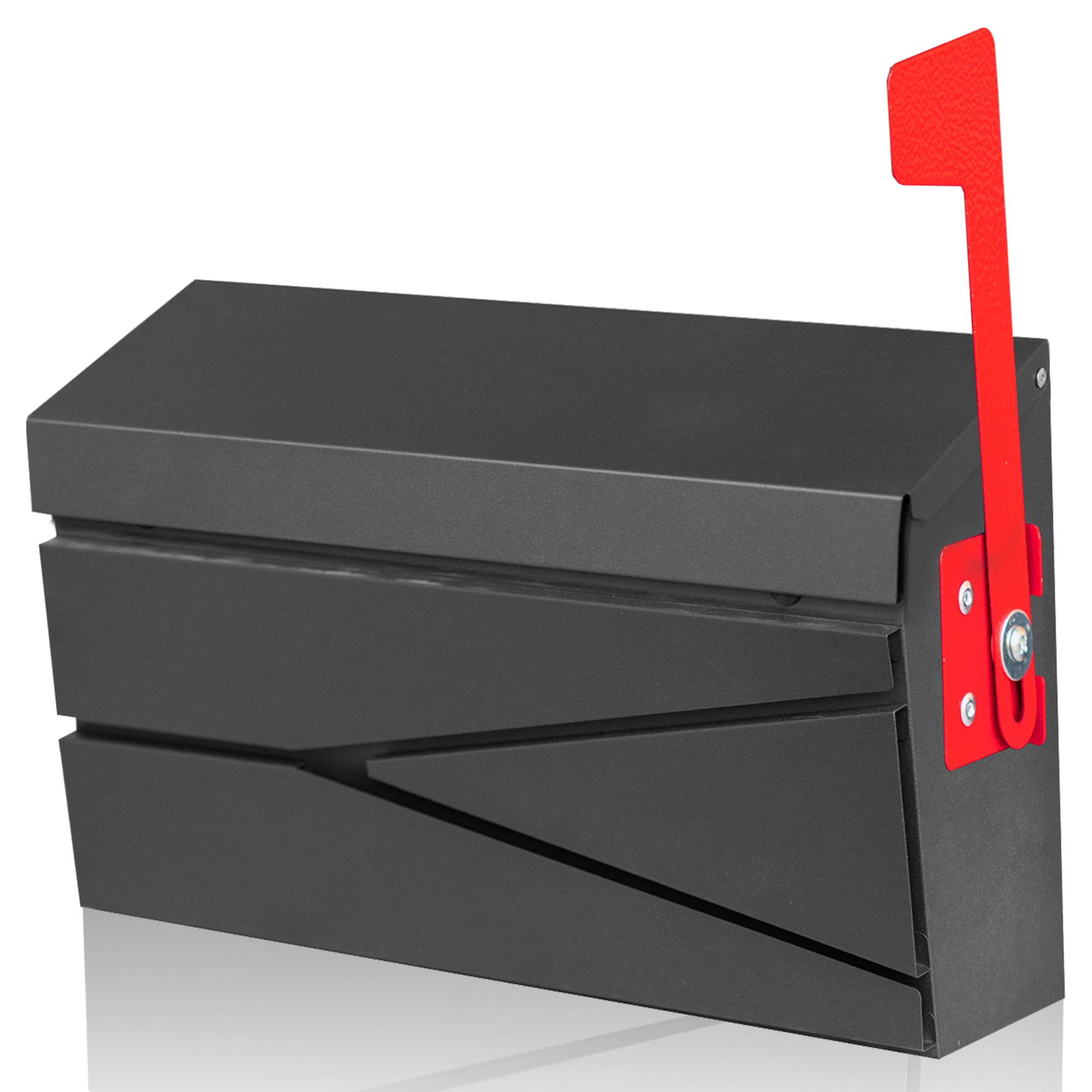 Photo 1 of Ydocabinit Wall Mount Mailbox, Large Capacity Mailbox for House, with Flag Kit, Galvanized Steel Rust-Proof Metal Post Drop Box, Mailboxes for Outside, 15.74"×9.84"×4.33", Black Modern Sleek Style