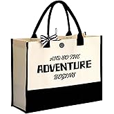 Sigenert Engagement Gift Bag Bridal Wedding Shower Gift Bag Tote Bachelorette Large Let The Adventure Begin Bride Tote Congratulations Retirement Best Road Trip Gifts Totes For Women Gifts