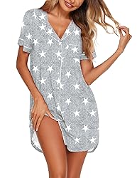 Ekouaer Womens Nightgowns Button Short Sleeve