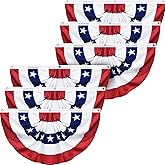 SURCVIO 6 Pack USA Pleated Fan Flag, 1.5 X 3 Feet American US Bunting Flag Patriotic Half Fan Banner Flag Decoration, 4th of July Memorial Day Independence Day Fourth July Outdoor Decor
