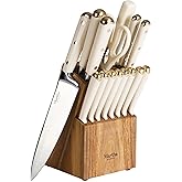 Martha Stewart 16 Piece Lockton High Carbon Stainless Steel Cutlery Kitchen Knife Block Set W/ABS Tripe Riveted Forged Handle