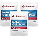 Dealmed Instant Cold Pack – Pack of 3, 4" x 5" Disposable Cold Packs for Injuries, Swelling, Sprains, Muscle Soreness and More, No Refrigeration Single Squeeze Activation