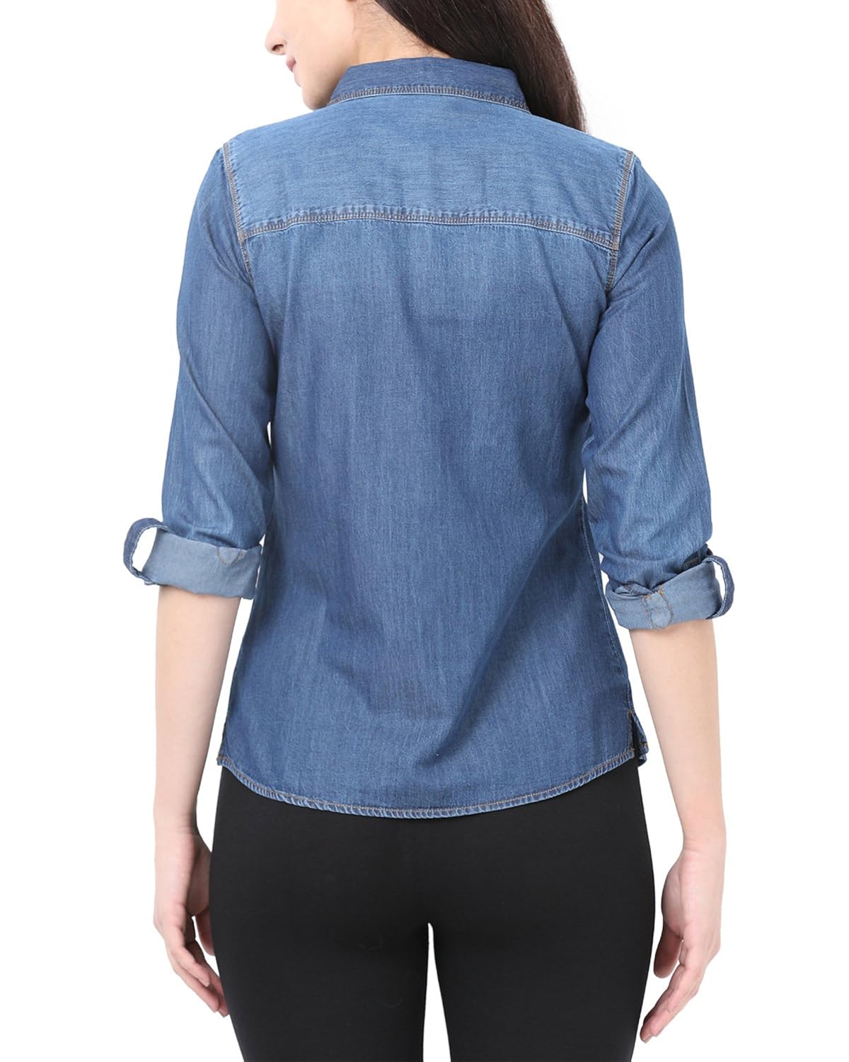 alibi solid blue shirt for women