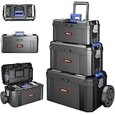 AIRAJ 3-In-1 Rolling Tool Box with Wheels, Stackable Tool Box,17+19+21" | Modular Tool Storage Organizer,Small Toolbox with Detachable Parts Box,Portable Tool Box for Garages,Home DIY,Workshop