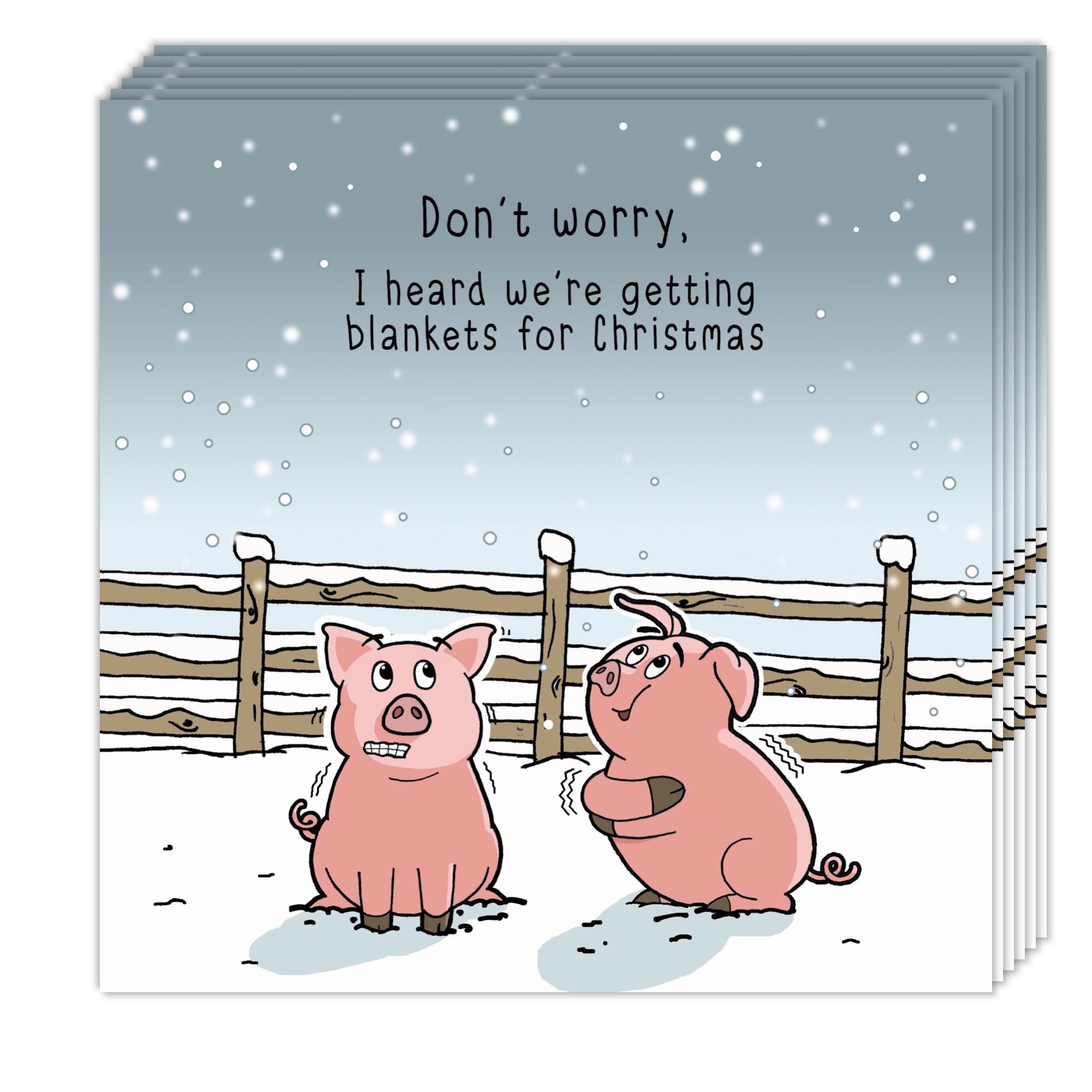 Twizler Funny Christmas Cards Pack of 6 - Pigs in Blankets Design - Funny Christmas Cards Multipack - 6 Pack of Christmas Cards - Merry Christmas Cards