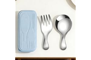 Silver Fork And Spoon Set Metal Cutlery Reusable Flatware For Travel Office Picnic Lunch Box Accessories (Pack of 3)