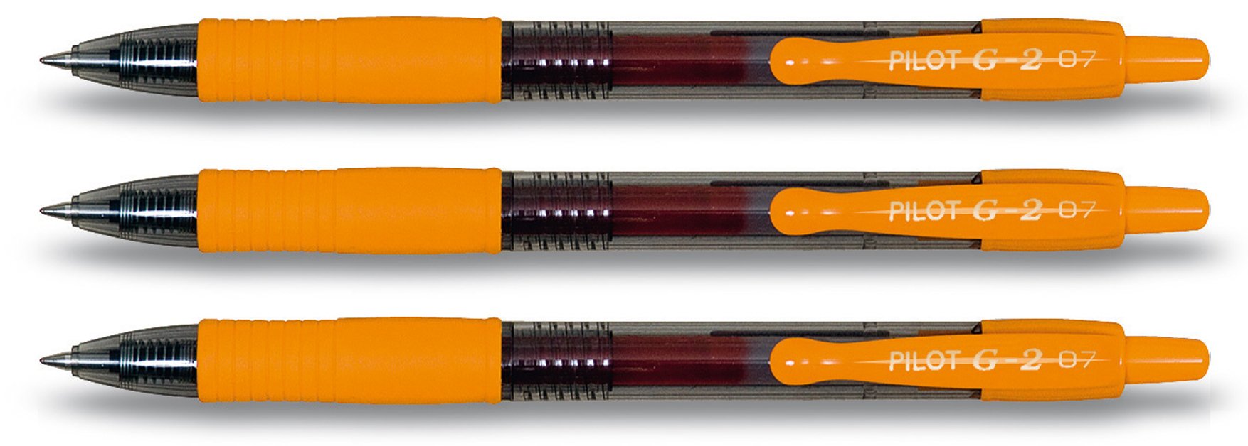 Pilot G2 Retractable Gel Pens, Orange, 3 Stifte