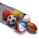 Mini Sports Balls Set of 6 Foam Ball for Kids 2.8 inch Soft Balls for Toddlers with Bag Includes Soccer, Basketball, Football, Baseball ,Tennis and Beach ball- Throwing Toys for Baby Boy and Girl