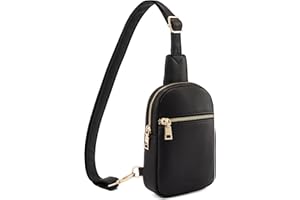 Telena Sling Bag for Women, Leather Fanny Pack Crossbody Bag for Women Trendy with Adjustable Strap Black