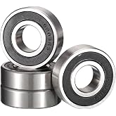 HiPicco 6203-19-2RS Deep Groove Bearings, ID 19mm x OD 40mm x Width 12mm Double Rubber Sealed Ball Bearings, Pre-Lubricated (GCr15) Chrome Steel 4pcs