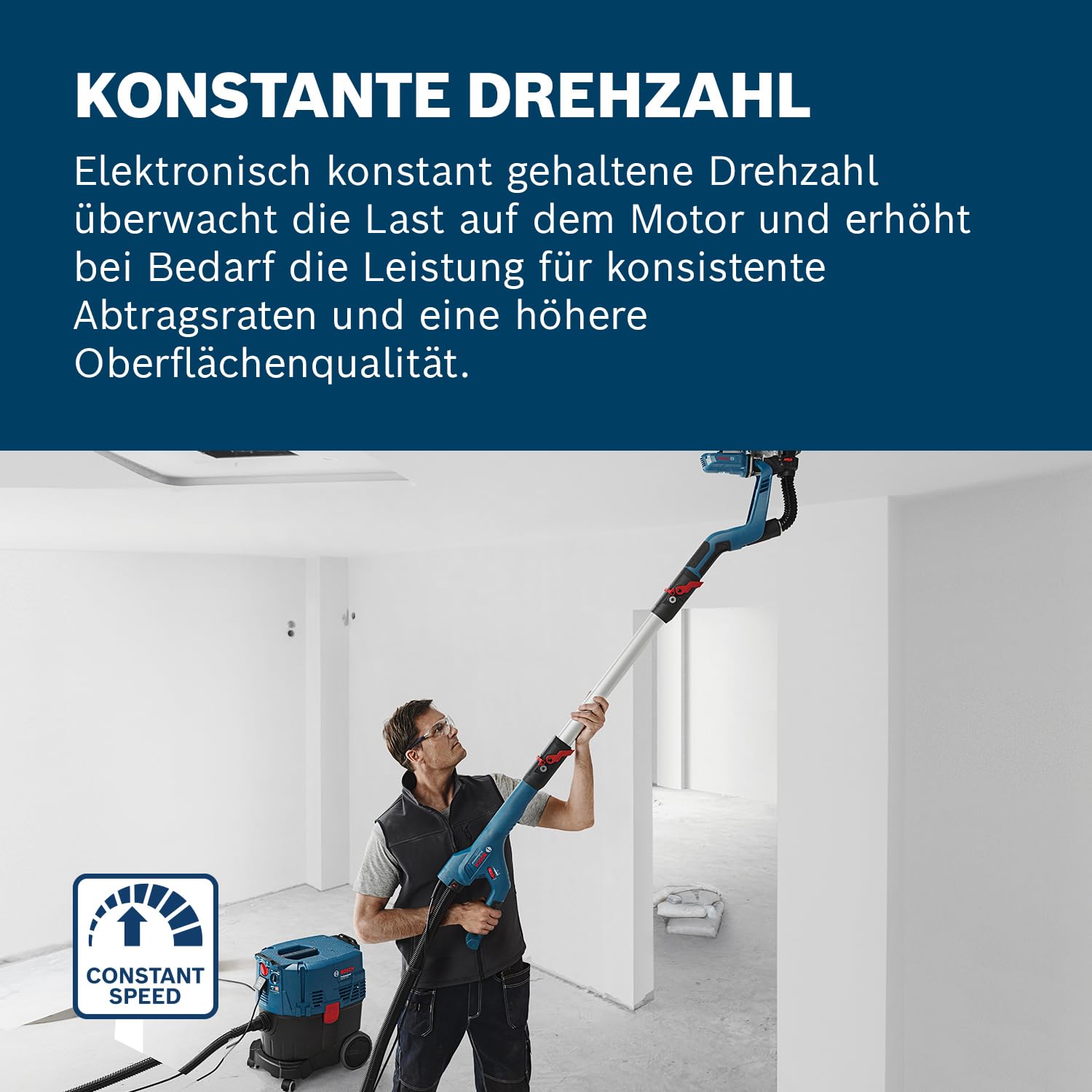 Bosch Professional Trockenbauschleifer GTR 55-225 (550 Watt, Schleifteller-Ø 215mm, inkl. 1x Schleifblatt M480, 1x Schleifteller-Set weich, 3x Kabelclip, Handwerkerkoffer) 4