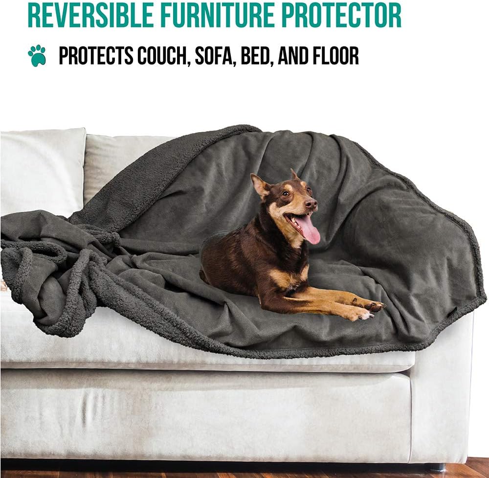 PetAmi Dog Blanket, Sherpa Dog Blanket | Plush, Reversible, Warm Pet Blanket for Dog Bed, Couch, Sofa, Car (Grey/Grey Sherpa, 60x80 Inches) : Pet Supplies
