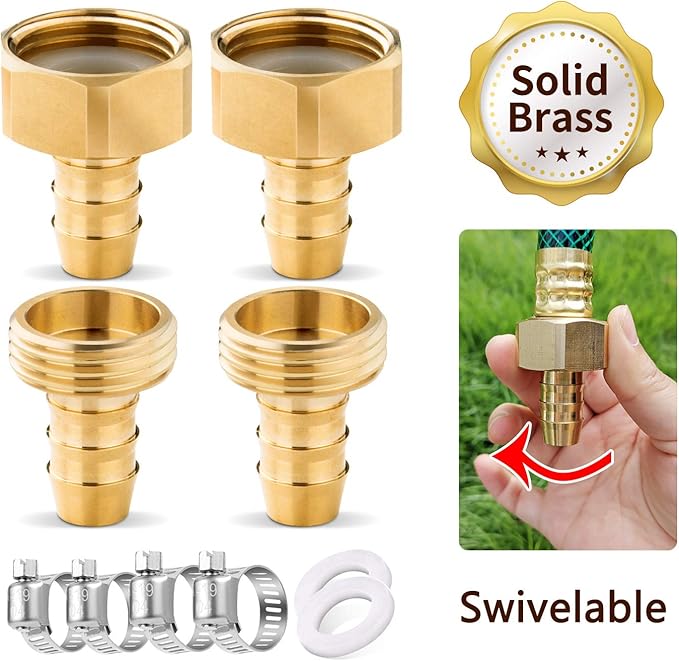 HOMENOTE Garden Hose Repair Fittings, Solid Brass Garden Hose Repair