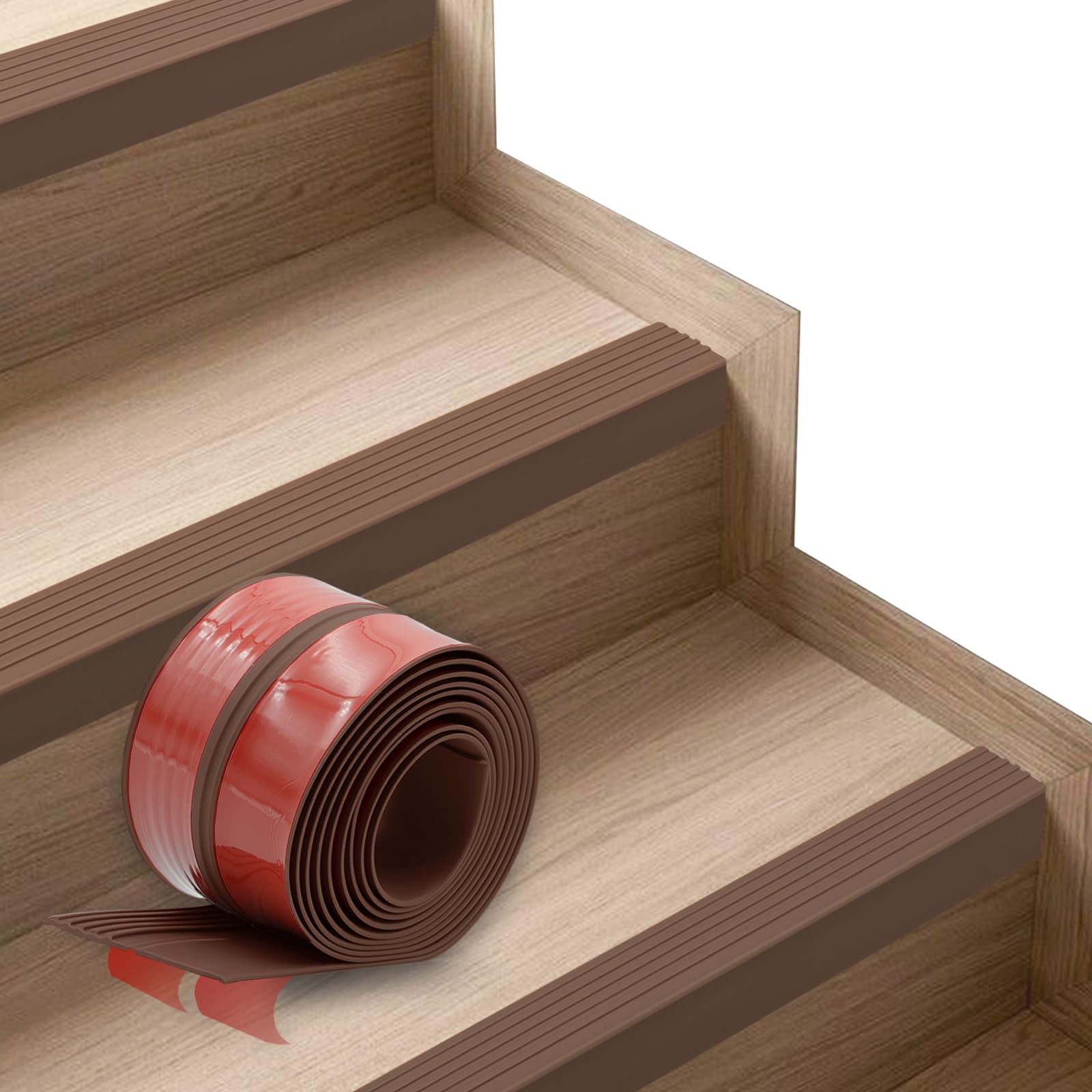 Photo 1 of Non-Slip Step Edge Protector, Vinyl Stair Nosing - Self-Adhesive Anti-Slip Stair Nose Edging Trim, Stairway Nose Molding & Nosing Strip for High Traffic-Safety, Indoor-Outdoor Use(Coffee 2"×2",3.3Ft)
