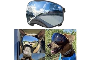 NAMSAN Dog Goggles for Large Dogs, Black/Silver Lenses Replaceable, Dog Sunglasses Medium to Large Breed, Anti-UV Doggie Eye Protection, Adjustable Driving Glasses, Windproof Dustproof, Black