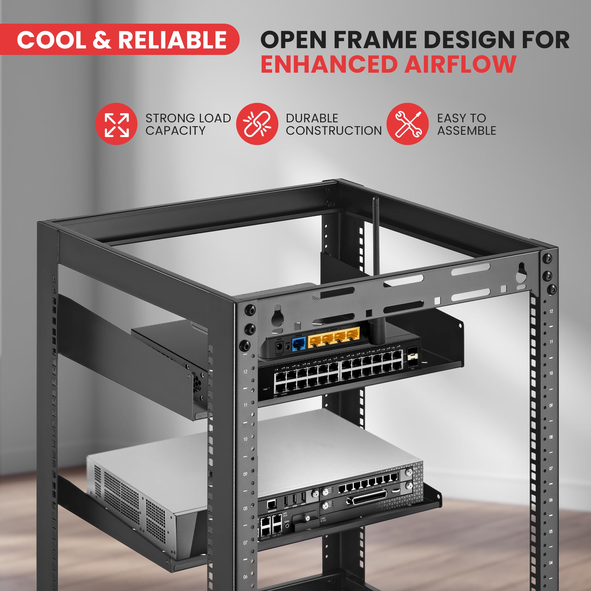 15u Frame Rack Mua 15U Server Rack Network Cabinet - Open Frame Rack, Wall Mountable ...