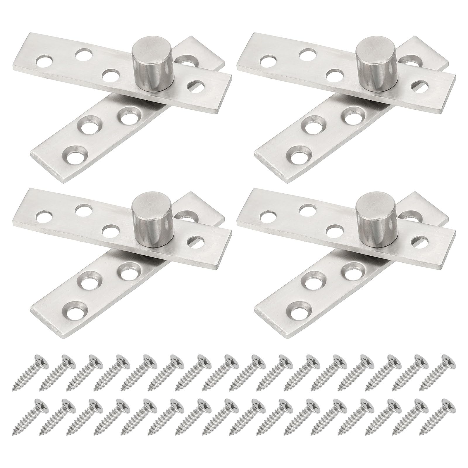 PATIKIL Door Pivot Hinges, 4 Set 360 Rotating Hidden Door Hinges Eccentric Axis Up Down Shaft Hardware S Size for Secret Door, Bookcase, Silver Tone