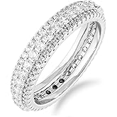 Edulex Bling Halo Stacking Ring for Men Women - 18k Gold Plated Stackable Cubic Zirconia Band - Created Diamond Iced Out Hip Hop Jewelry Gifts