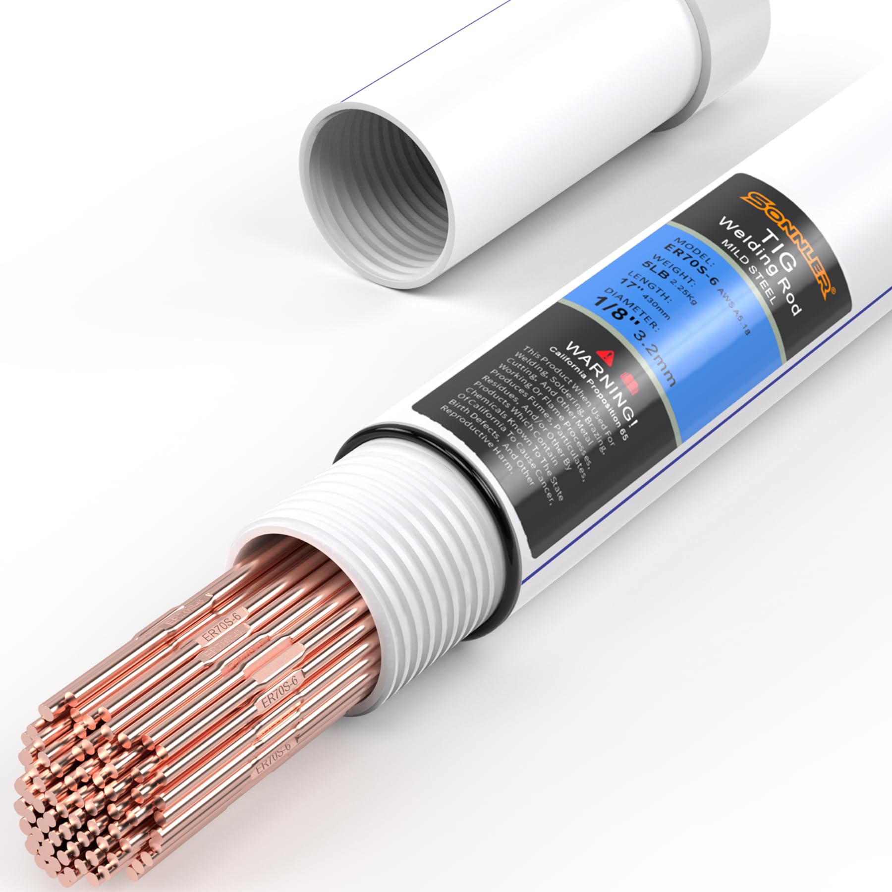 Photo 1 of SONNLER Mild Steel TIG Welding Rod ER70S-6 Welding Filler Rod 1/8" x 16" 5LB, Low Splatter Corrosion Resistance, TIG welding accessories