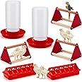 Patelai 7 Pcs Chick Feeder and Waterer Kit Feeding Supplies with Mini Perch Chicken Starter Kit for Coop and Brooder for Small Poultry Ducks Quail