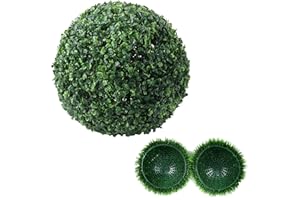 Karlsitek Artificial Boxwood Balls,1 Pc Artificial Topiary Ball for Outdoor Indoor,UV Resistant Decorative Greenery Sphere,Plant Topiary Sphere,Green Plant Balls,Garden Wedding Decor (16In)