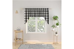 NATUS WEAVER Swags for Kitchen Window Curtain Valance 1 Panel Buffalo Check Swag Classic Country Farmhouse Window Curtain - Black & White W 54" x L 36" with a 16" Center Drop