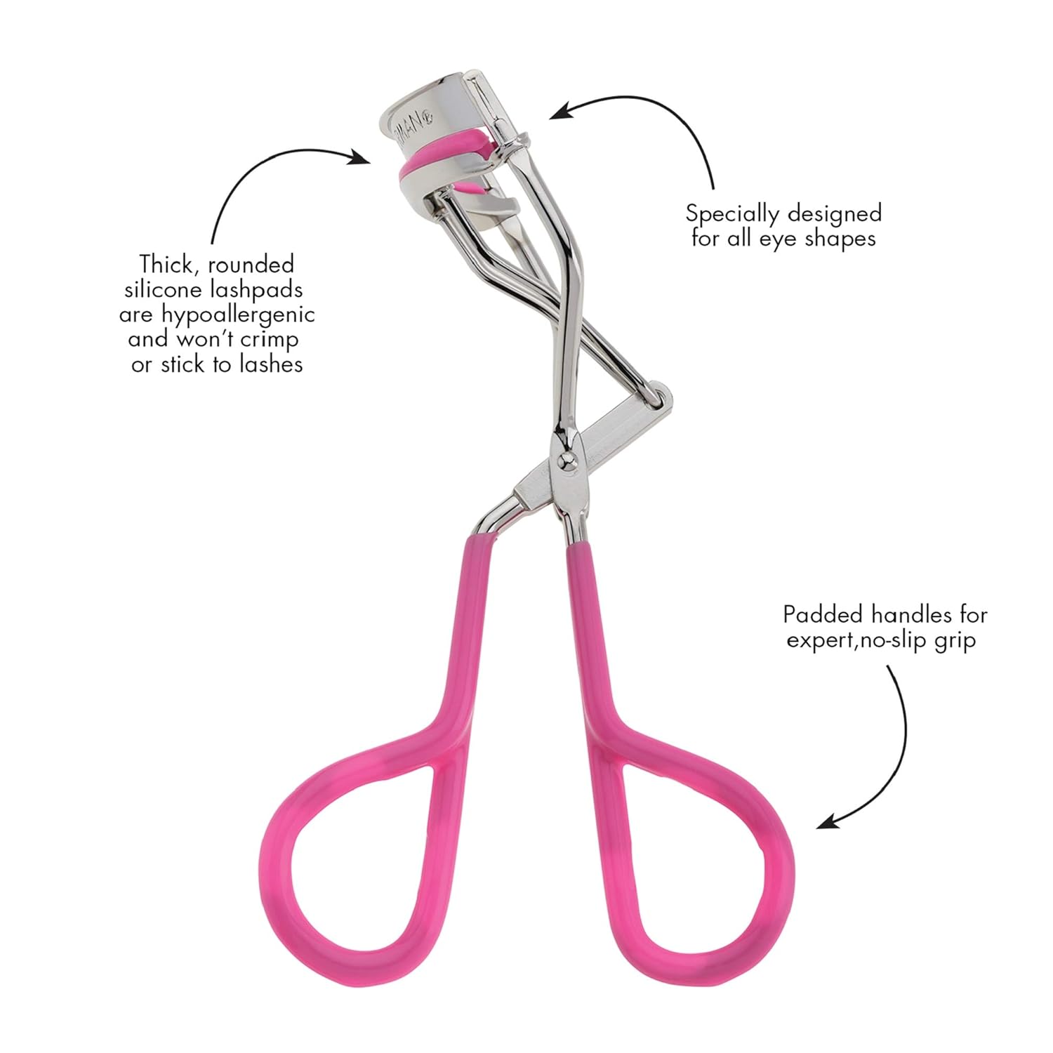 Tweezerman Neon Great Grip Eyelash Curler, Pink, 0.3 Ounce : Beauty