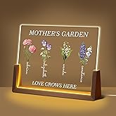 Personalized Christmas Ideas Gifts for Mom Grandma Wife, Custom Mom Gifts From Daughter Son, Customized Birth Flower Mothers Garden Plaque Picture Frame For Mothers Day Birthday Gift