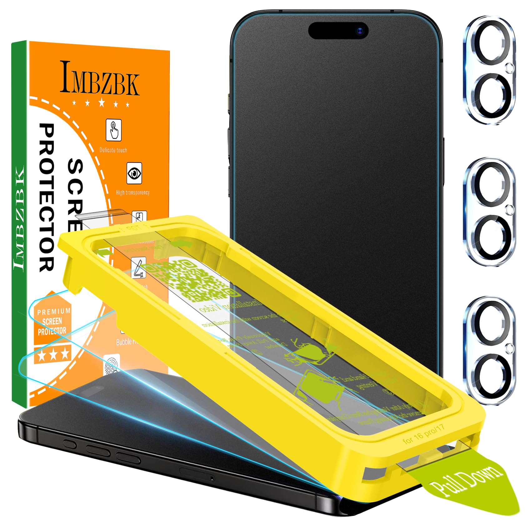 Photo 1 of IMBZBK [Auto-Dust Removal] 3 Pack Matte Screen Protector for iPhone 17 [Military Grade] Accessories, Case Friendly Film, 3 Tempered Glass Camera Lens Protector, Anti-Glare, Smooth as Silk