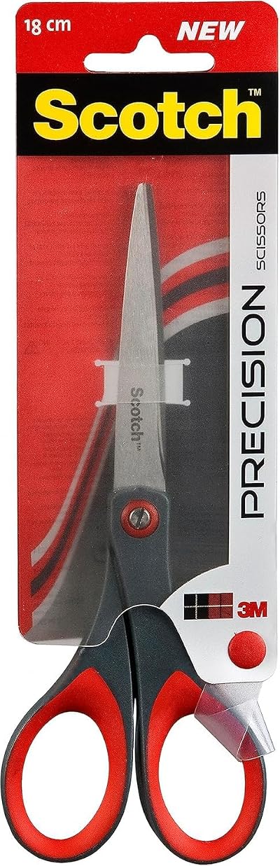 Scotch Precision Scissors Stainless Steel Blades 18 cm Right/Left Hand Grey Red