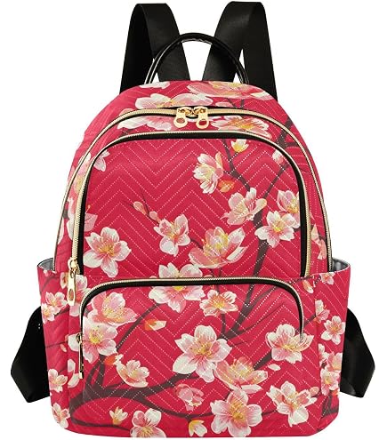 ALAZA Japanese Style Pink Cherry Blossoms Mini Backpack Purse for Women Travel Bag Lightweight Shoulder Bag Fashion Daypack : Clothing, Shoes & Jewelry