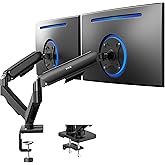 VIVO Dual Monitor up to 32 inches and 19.8 lbs per Screen, Pneumatic Arm Desk Mount, Articulating Counterbalance, VESA Stand,