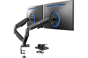 VIVO Dual Monitor up to 32 inches and 19.8 lbs per Screen, Pneumatic Arm Desk Mount, Articulating Counterbalance, VESA Stand,