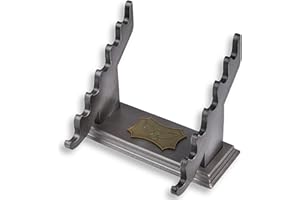 HOTCAN Wooden Magic Wand Holder and Display Stand - Mystical Fusion of Beech Wood and Metal - Owl Emblem Accent (Extra Large)