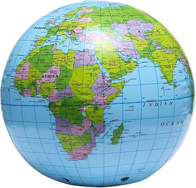 SHATCHI 40cm Inflatable World Globe Map Educational Geography Ball Classroom