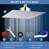 Voolan 8 inch Rain Shower Head with Filter Chrome High Flow Stainless Steel view 5