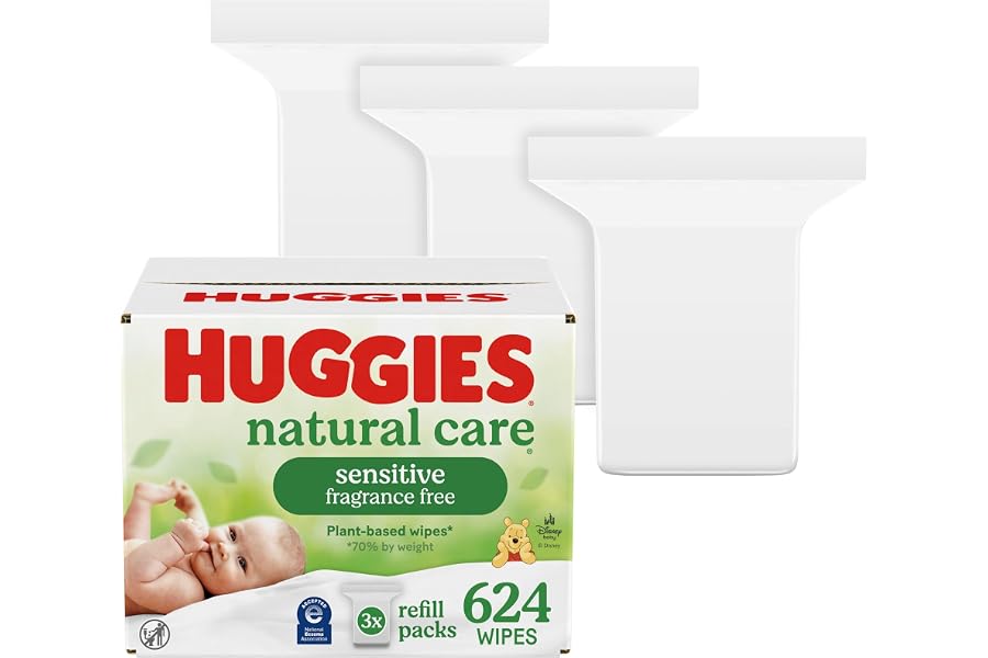 Huggies Natural Care Sensitive Baby Wipes, Hypoallergenic, 99% Purified Water, 3 Refill Packs (624 Wipes Total)