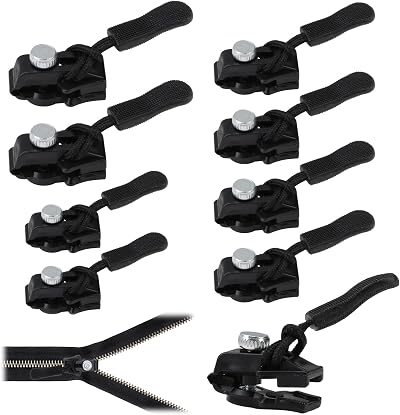 SMCEHEYA 8 PCS Zip Repair Kit Replacement Zipper Puller Black
