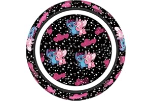 Akkya Car Steering Wheel Cover for Women Girl Men, Universal Fit 15 Inch,Anime Heart Interior Auto Accessories Decorations Cute Aesthetic Wheel Covers for Jeep Honda Chevy Ford Tesla Nissan Black