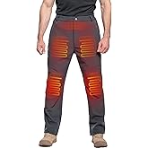 DEWBU Heated Pants for Men with 12V Battery Pack Fleece Lined Outdoor Softshell Pants Electric Heating Trousers