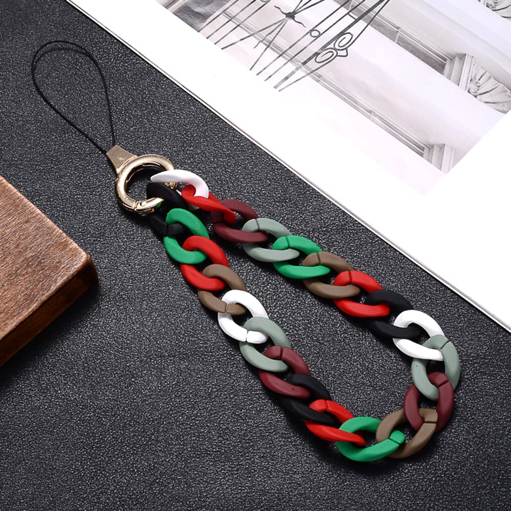 Universal colourful acrylic chainmobile phone chain wrist strap chainmobile phone lanyardmobile phone pendant phone chain key ringmobile phone beltmobile phone jewellery hanging chain hand strap