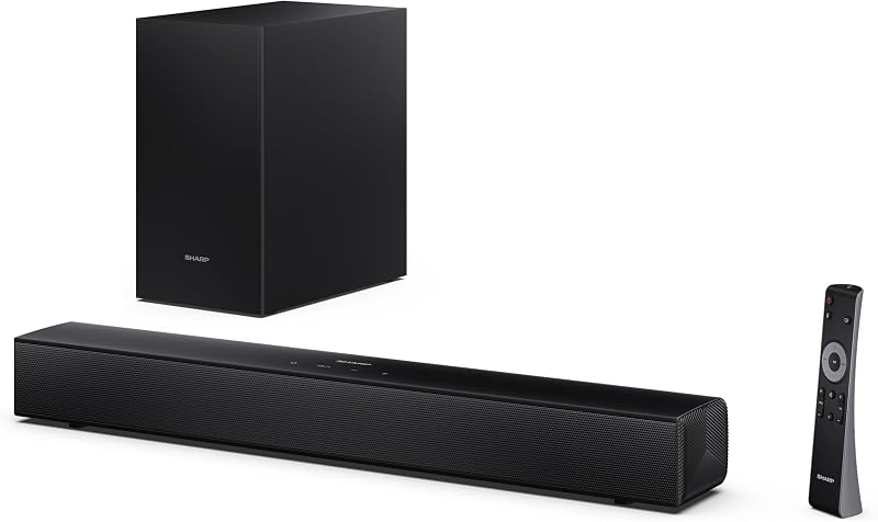 Barra de Sonido para TV HT-SBW121 Roku TV Ready 240W Subwoofer Inalámbrico Bluetooth 5.3 HDMI ARC USB Óptica AUX 2.1 Negra