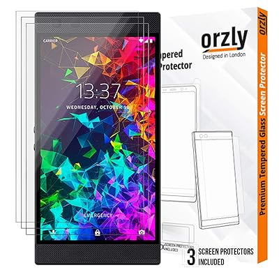 Orzly Razer Phone 2 Screen Protector, Triple Pack of Tempered Glass Screen Protectors for Razer Phone 2, Full Screen Coverage (Fits Razer 2 Model only, not for Razer 1), Anti Scratch, Transparent