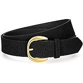 VONMELLI Women Suede Leather Belt for Jeans Dresses Ladies Waist Belt with Retro Gold Buckle