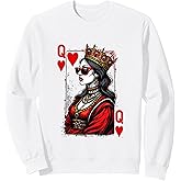 Queen Of Hearts Card Women Valentines Day Sweatshirt