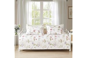 HAILEA Twin Daybed Cover Floral Daybed Comforter Set 3 Piece Reversible Cozy Day Bed Cover Double Sided Quilting Bedding Flower DayBed Bedding All Season for Twin Bed with 2 Standard Shams,39"x75"