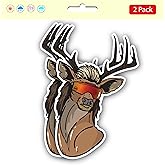 United by Color Deer Mullet Sticker (2Pack) Large 5" - Waterproof Hunting Stickers - Deer Stickers are Used for Cars, Bumper, Truck, Laptop, Water Bottles