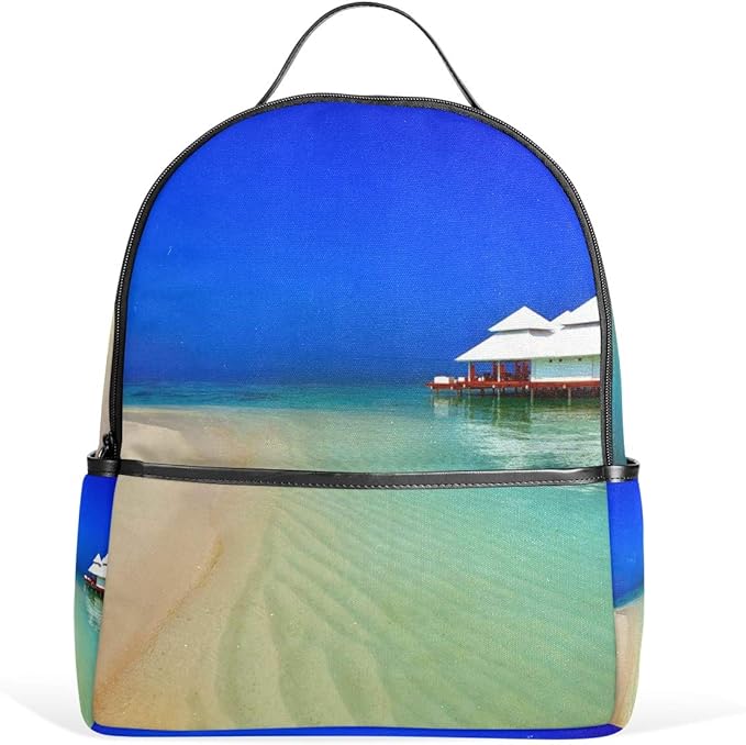 School Bag Beach Scenery Student Backpack for Boys Teen Girls Kids
