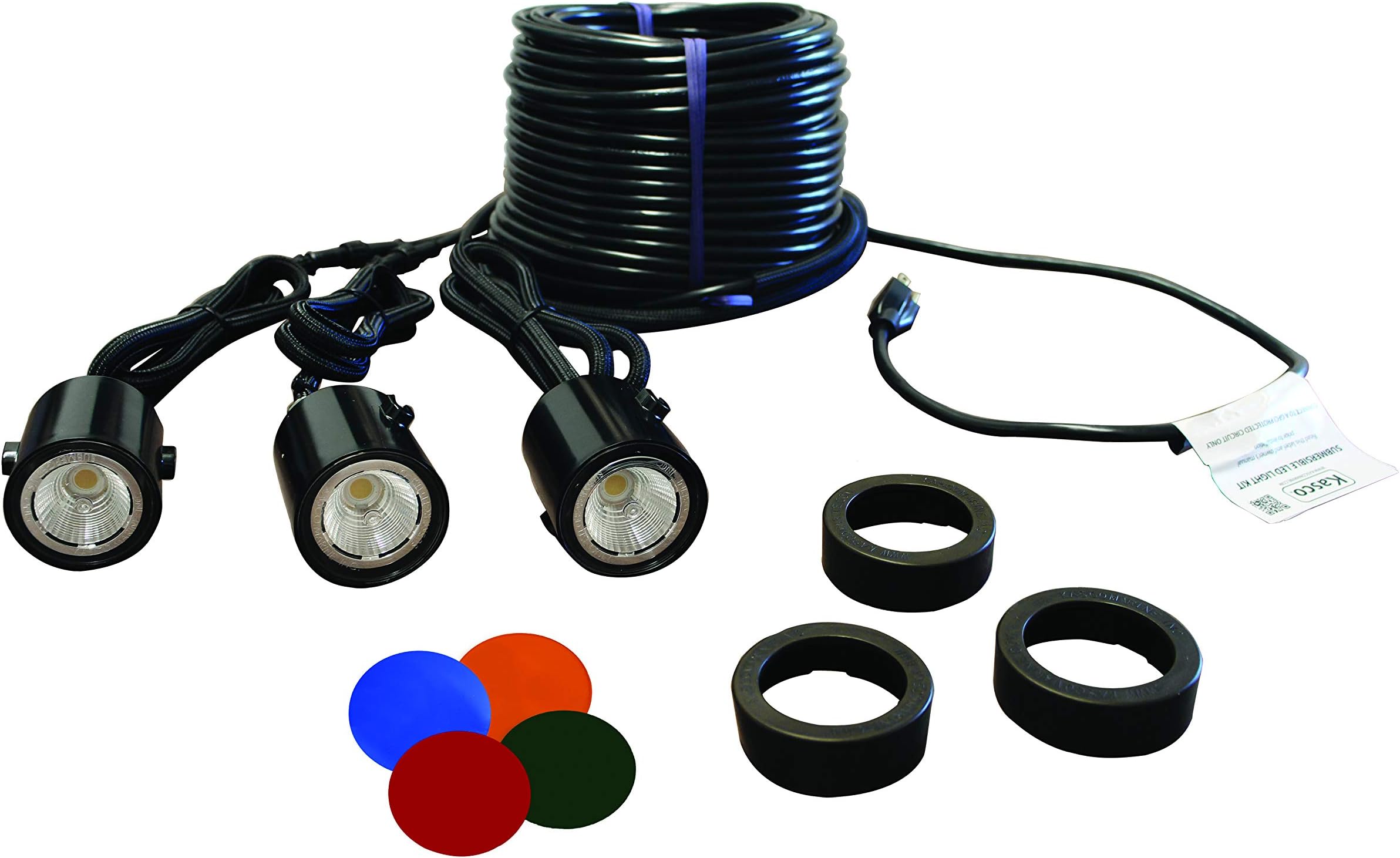 Kasco LED Composite Lighting – 120V, 11W per Fixture, 200 ft Power Cord, 3 fixtures – LED3C11-200 - Fountain NOT Included