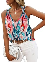 Essrite Womens Tops Summer Plus Size V Neck Knotted